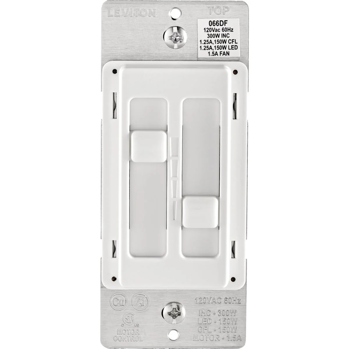 Innovative Leviton Decora SureSlide Fan Incandescent LED CFL Light White Slide Dimmer Switch Selected