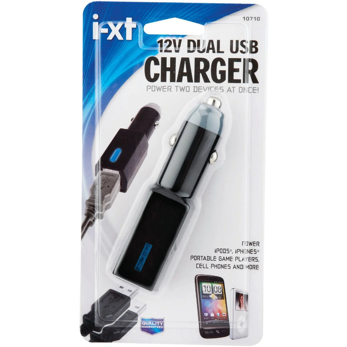 Quality Custom Accessories i-xt 12V Dual USB Black Car Charger Flexible