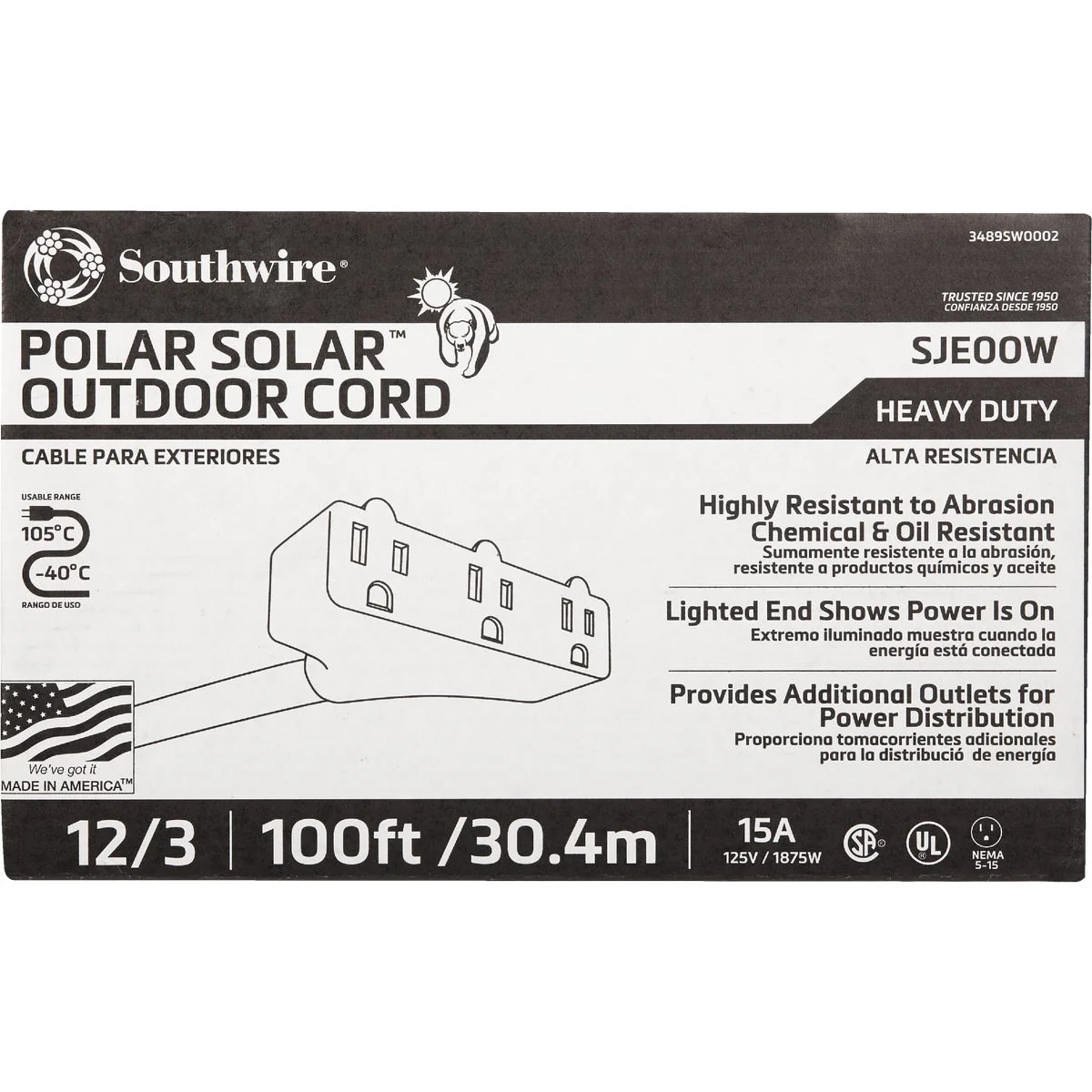 Top-Quality Coleman Cable Polar Solar 100 Ft. 12 3 Cold Weather 3-Outlet Extension Cord Fine Crafted