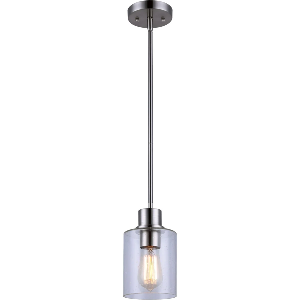 Functional Home Impressions Portland 1-Bulb Brushed Nickel Incandescent Pendant Light Fixture Verified