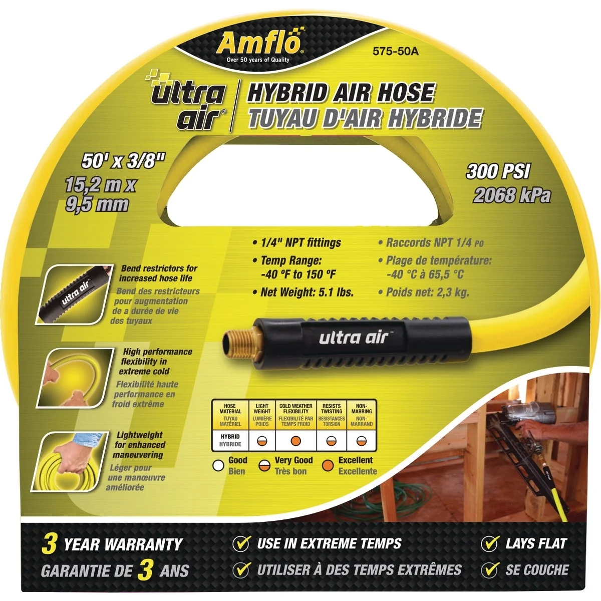 Effective Amflo UltraAir 3 8 In. x 50 Ft. PVC Rubber Air Hose Healthy