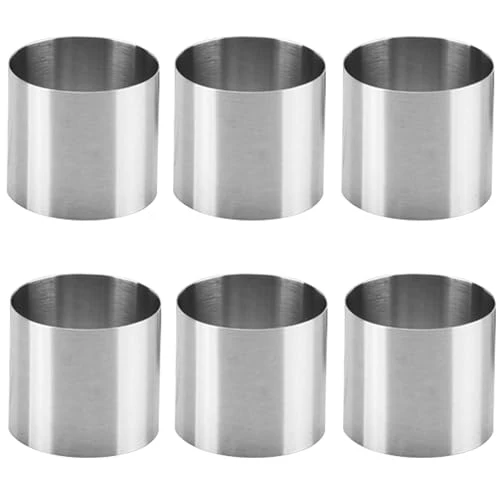 Breathable 6 Packs Cake Rings Stainless Steel Nonstick Tart Ring Cake Pastry Ring Detailed