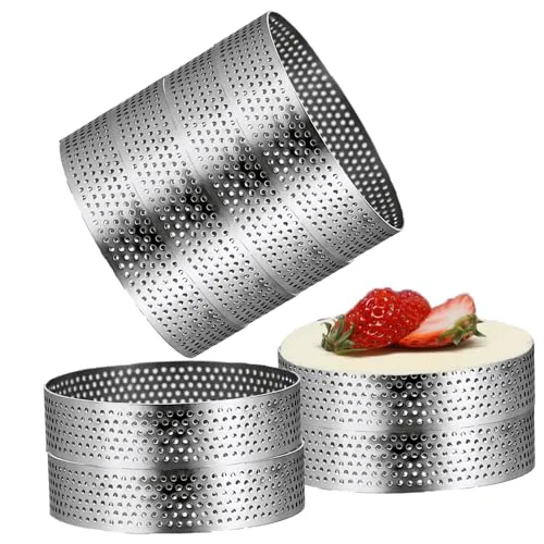 First-Class 8Packs Perforated Tart Rings 4 Inch Stainless Steel Perforated Cake Rings 8 Count Trusted