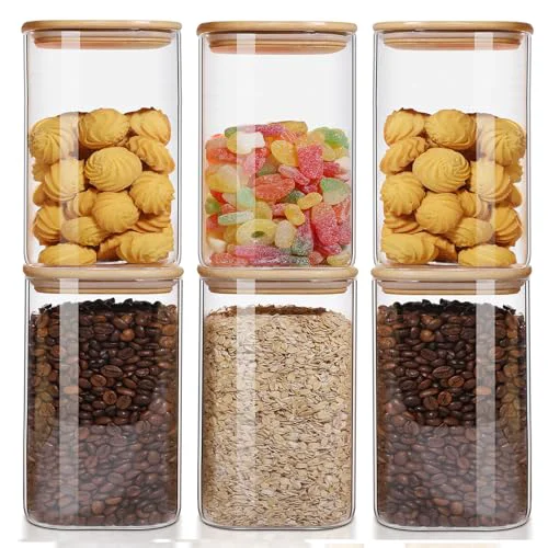 Fashionable 50oz Glass Food Storage Jars Set of 6 6 Count Carefully Designed