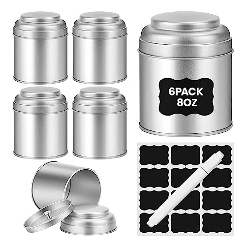 Easy-to-Use Tea Tin with Airtight Double Lids for Loose Leaf Tea Storage 6 Count Professional