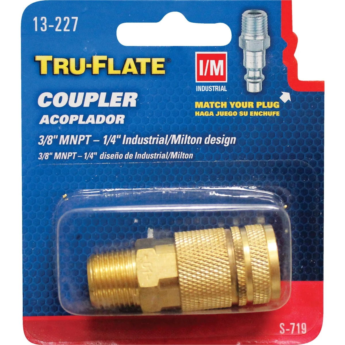 Premium Material Tru-Flate Industrial Milton Series Push-to-Connect 3 8 In. MNPT Coupler Solid