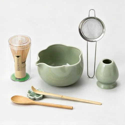 Healthy Matcha Set 8Pcs Floral Ceramic Matcha Kit with Matcha Whisk Soft