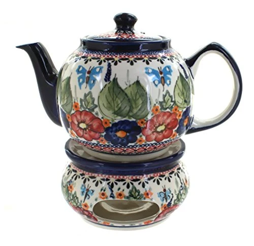 Fine Blue Rose Polish Pottery 32 Fl Oz Lightweight