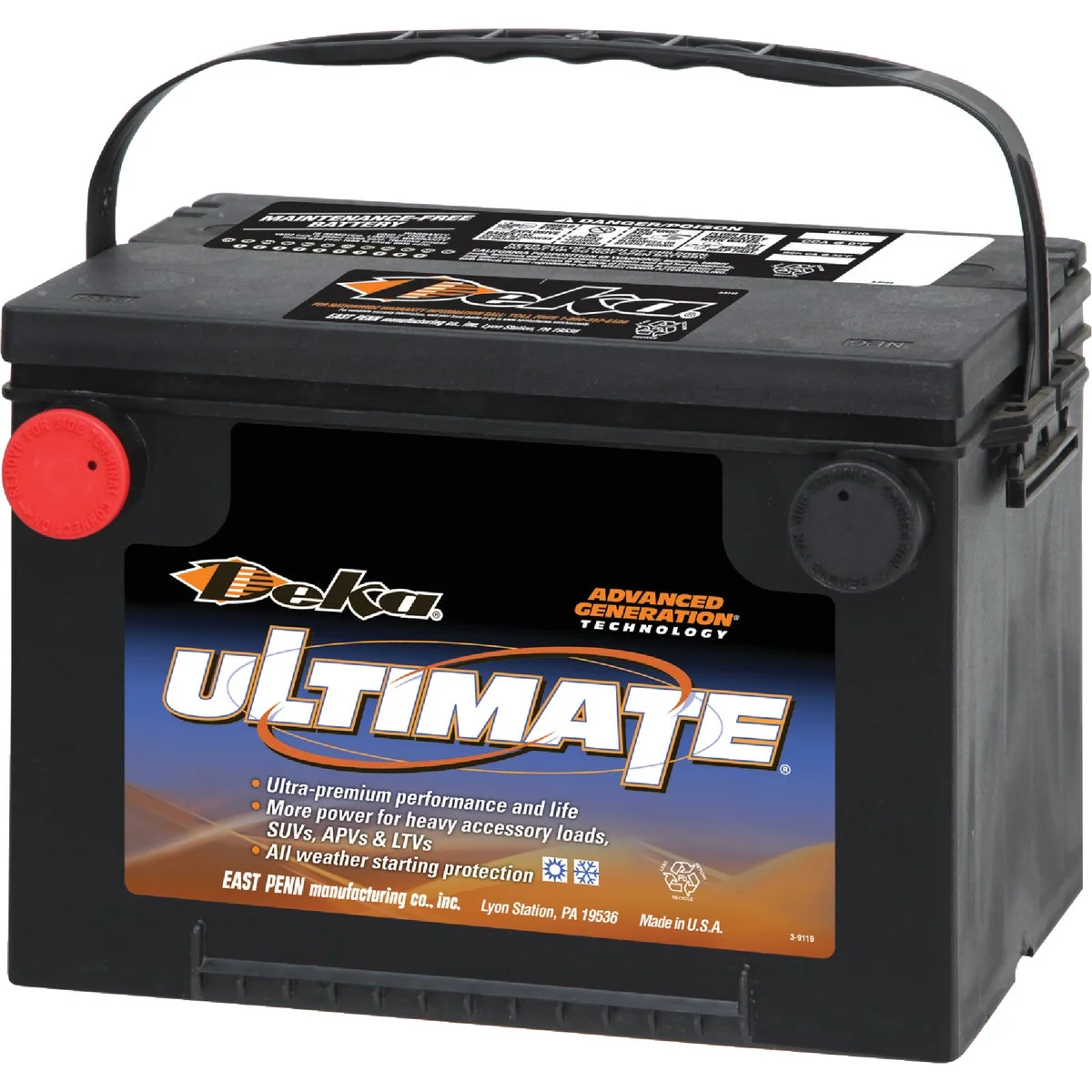 Exceptional Deka 12-Volt 800 CCA Automotive Battery Side Post Left Front Positive Terminal Secure