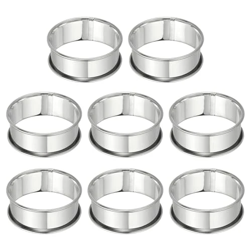 Carefully Designed 8pcs Crumpet Rings 2.36 Nonstick Round Cake Ring Stainless Steel Double Rolled English Pastry Rings for Kitchen Baking Crumpet Dessert 8 Count Quality
