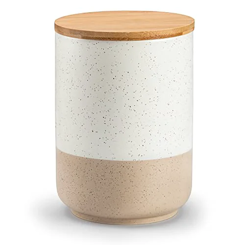 Green Sabine Large Ceramic Canister with Airtight Wood Lid Smart
