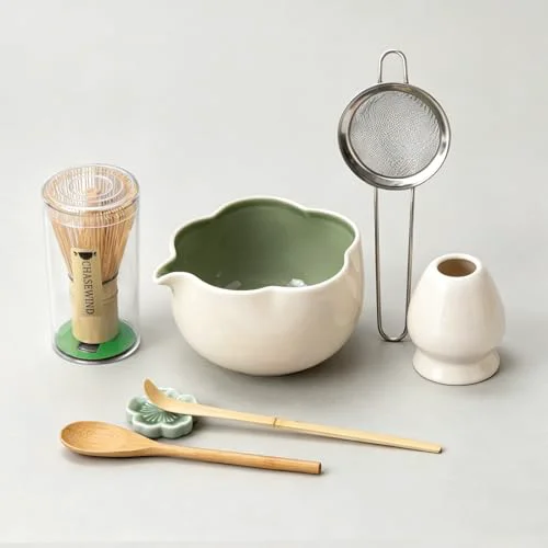 World-Class Matcha Set 8Pcs Floral Ceramic Matcha Kit with Matcha Whisk Practical