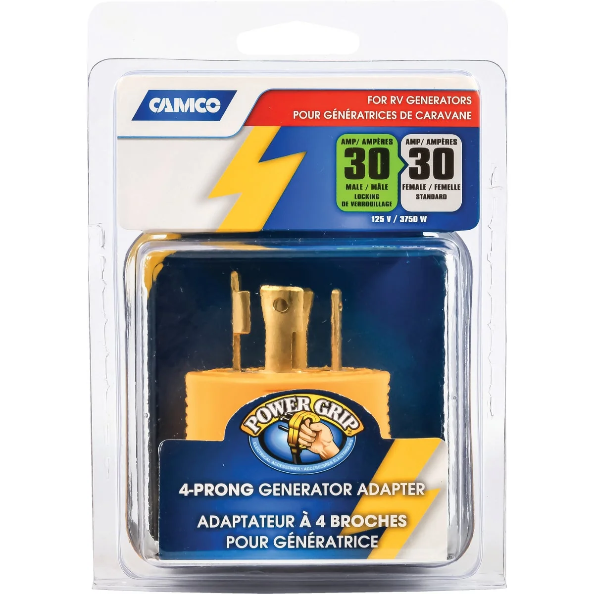 Breathable Camco Power Grip 30-Amp 4-Prong RV Generator Adapter Next-Generation