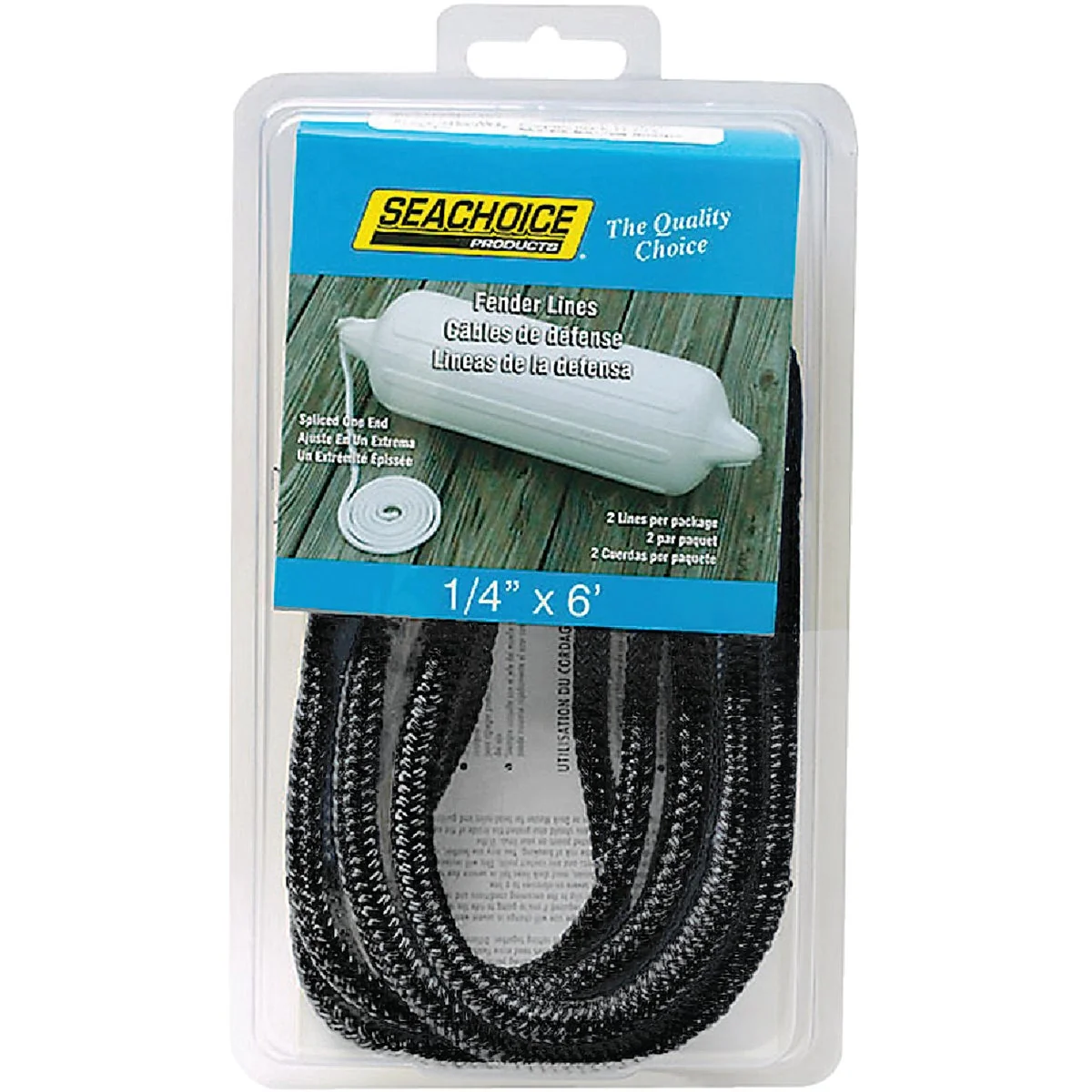 Relaxed Seachoice 1 4 In. x 6 Ft. Double Braided Nylon Fender Line Black 2-Pack Minimalist