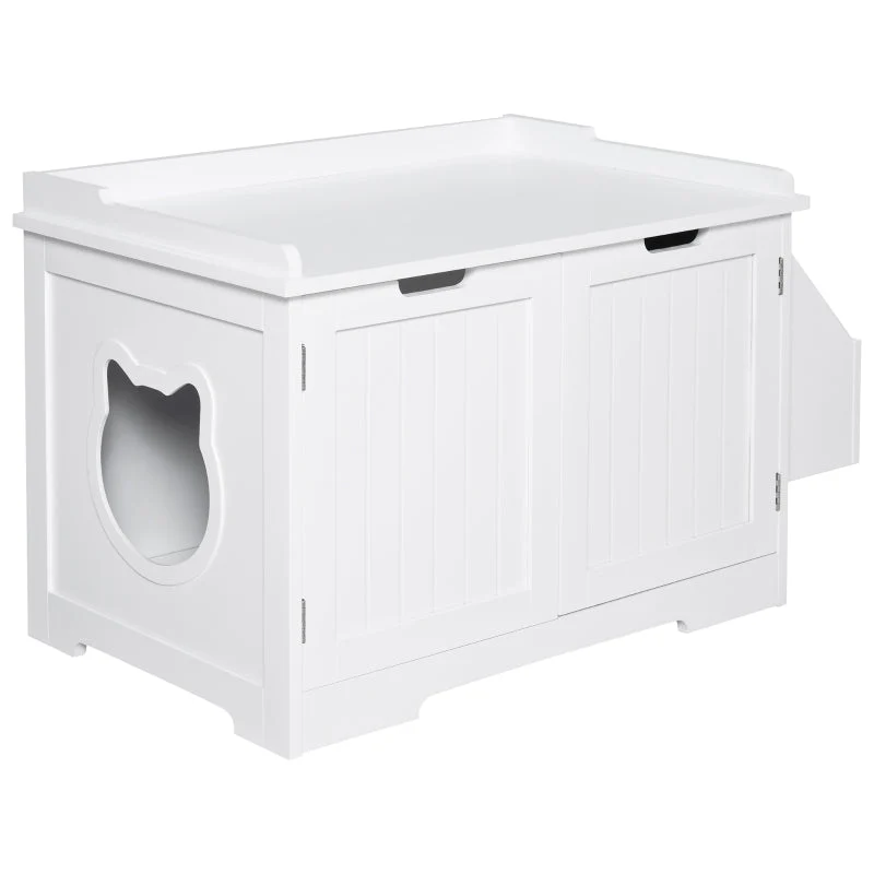 Refined Cat Litter Box Nightstand End Table Enclosure Authentic