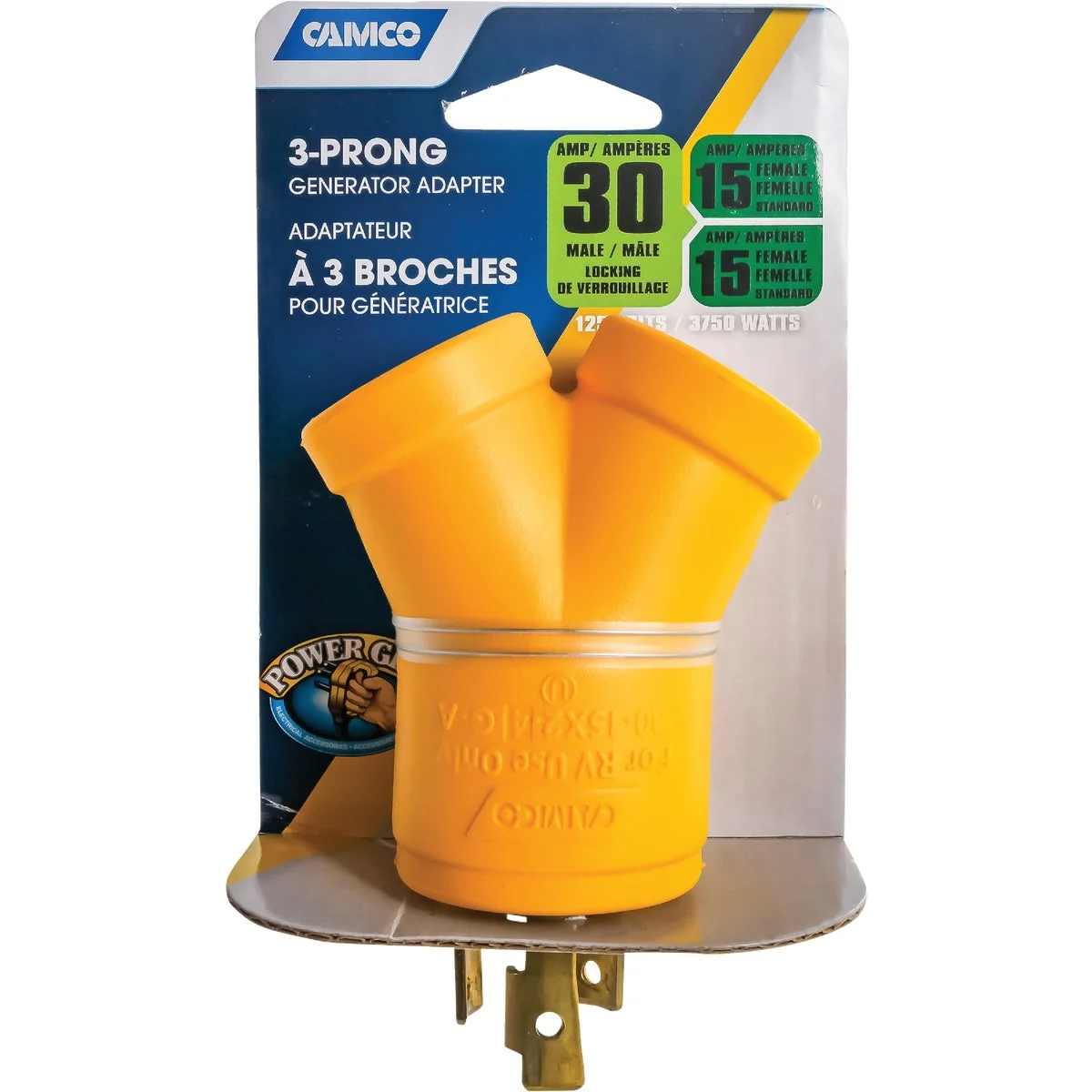 Soft Camco Power Grip 30-Amp 3-Prong Y RV Generator Adapter Fashionable