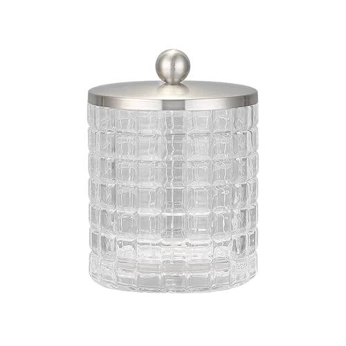 Original Design Clear transparent Apothecary Etched Geometric Grid Glass Jar W Sophisticated