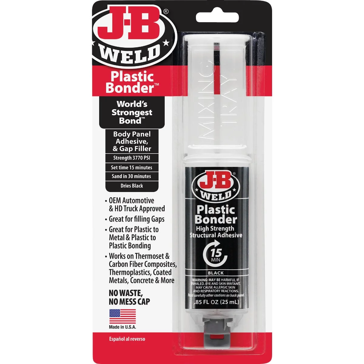 Comfortable J-B Weld 0.85 Oz. Plastic Bonder Epoxy Syringe Black Next-Generation