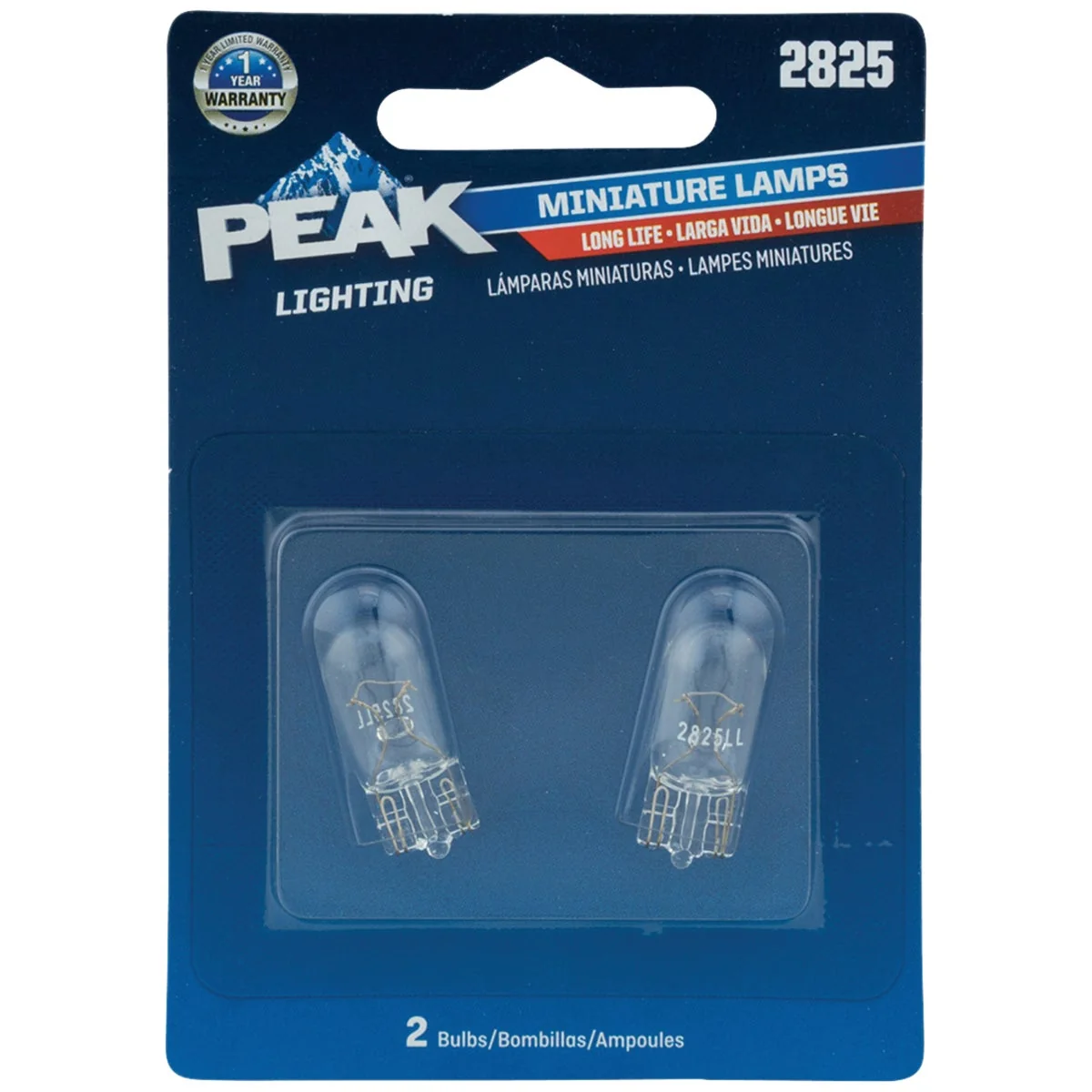 World-Class PEAK 2825 12V Mini Incandescent Automotive Bulb 2-Pack High-End