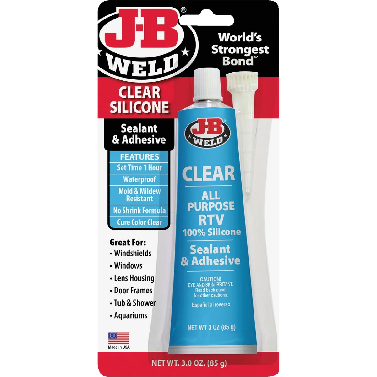 World-Class J-B Weld 3 Oz. Clear All-Purpose RTV Silicone Sealant Adhesive Breathable
