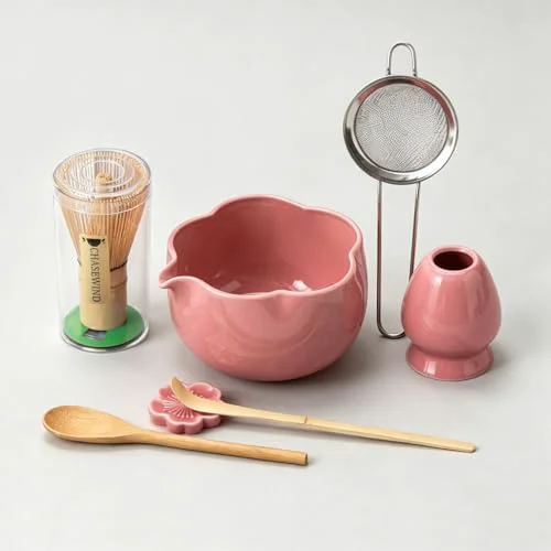 Functional Matcha Set 8Pcs Floral Ceramic Matcha Kit with Matcha Whisk Convenient