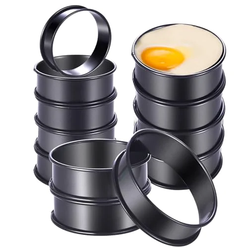 Selected 12Packs Crumpet Rings NONSTICK English Muffin Rings 3.15 Inch Stainless Steel Double Rolled Tart Ring Upgraded Round Metal Baking Cooking Pastry Ring Molds for muffins Stylish