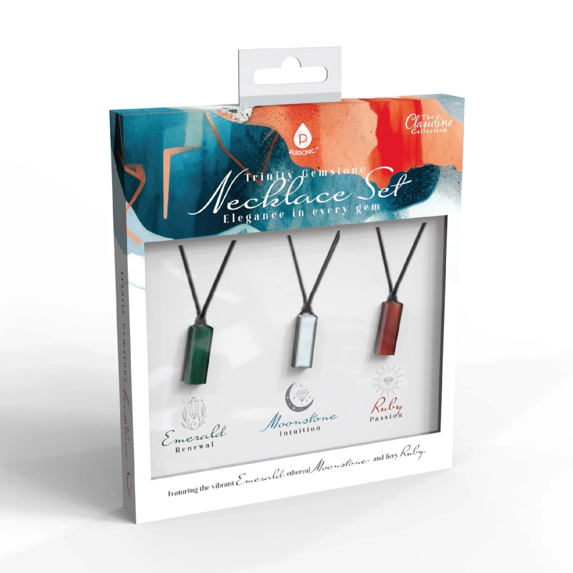 First-Class Trinity Gemstone Necklace Set – Elegance in Every Gem Elegant