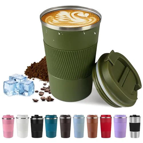 Green Vacuum Insulated Stainless Steel Travel Coffee Mug Reusable