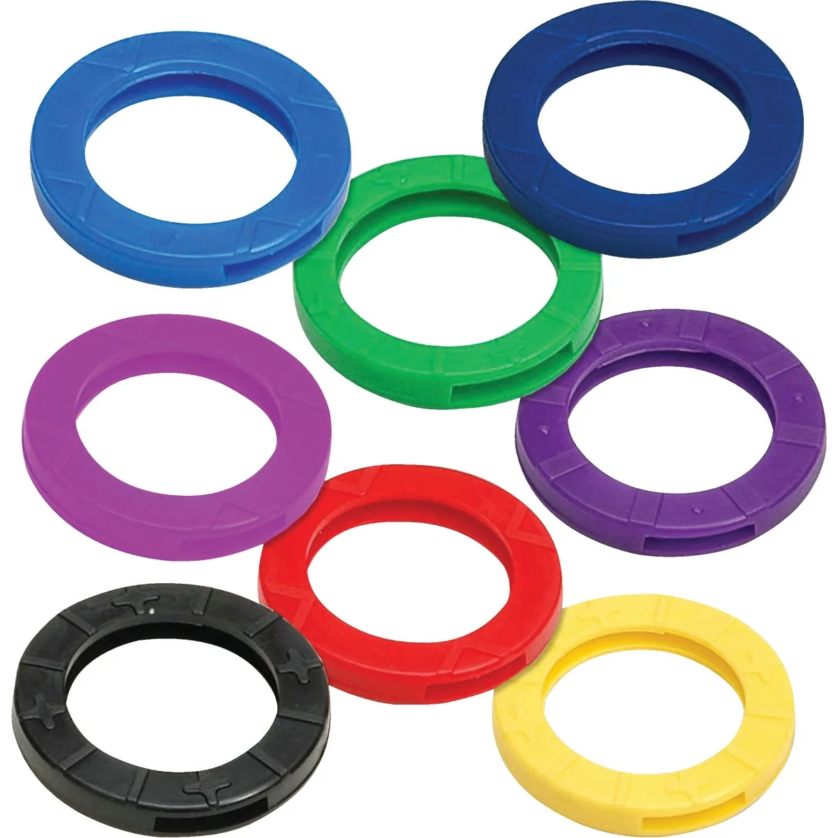 Functional Lucky Line Vinyl Medium Size Key Identifier Ring Assorted Colors 4-Pack Clean