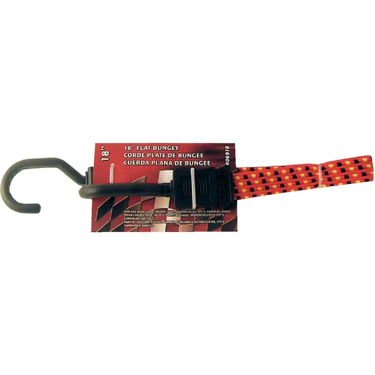 Original Erickson 3 4 In. x 18 In. Flat Bungee Cord Red Black Versatile