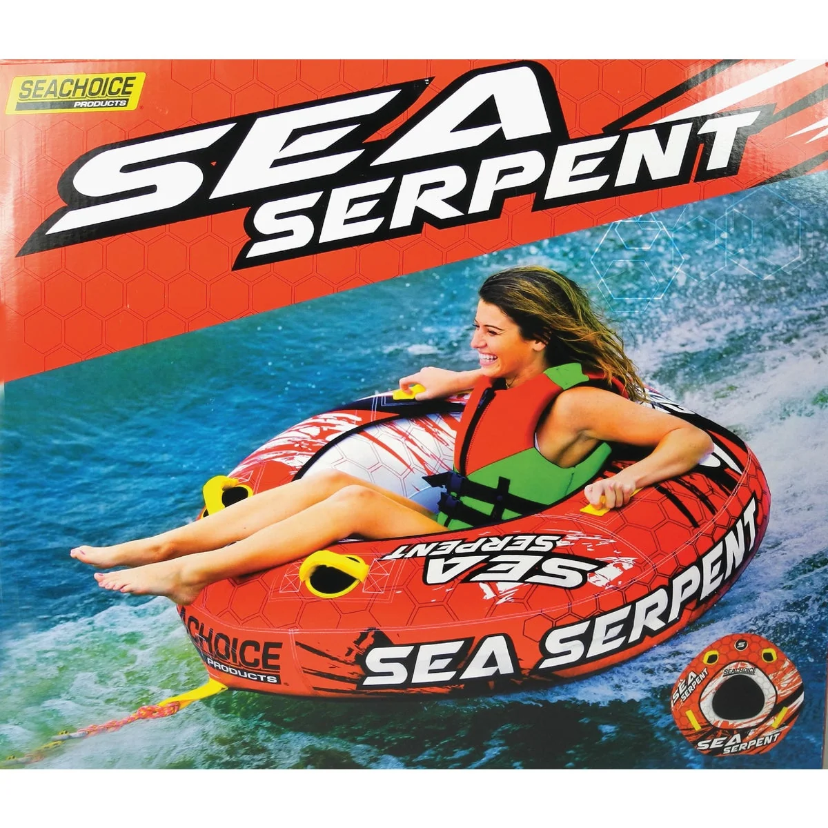 Prestigious Seachoice Sea Serpent 50 In. x 48 In. Open Top Towable Tube 1 Rider 170 Lb. Proven