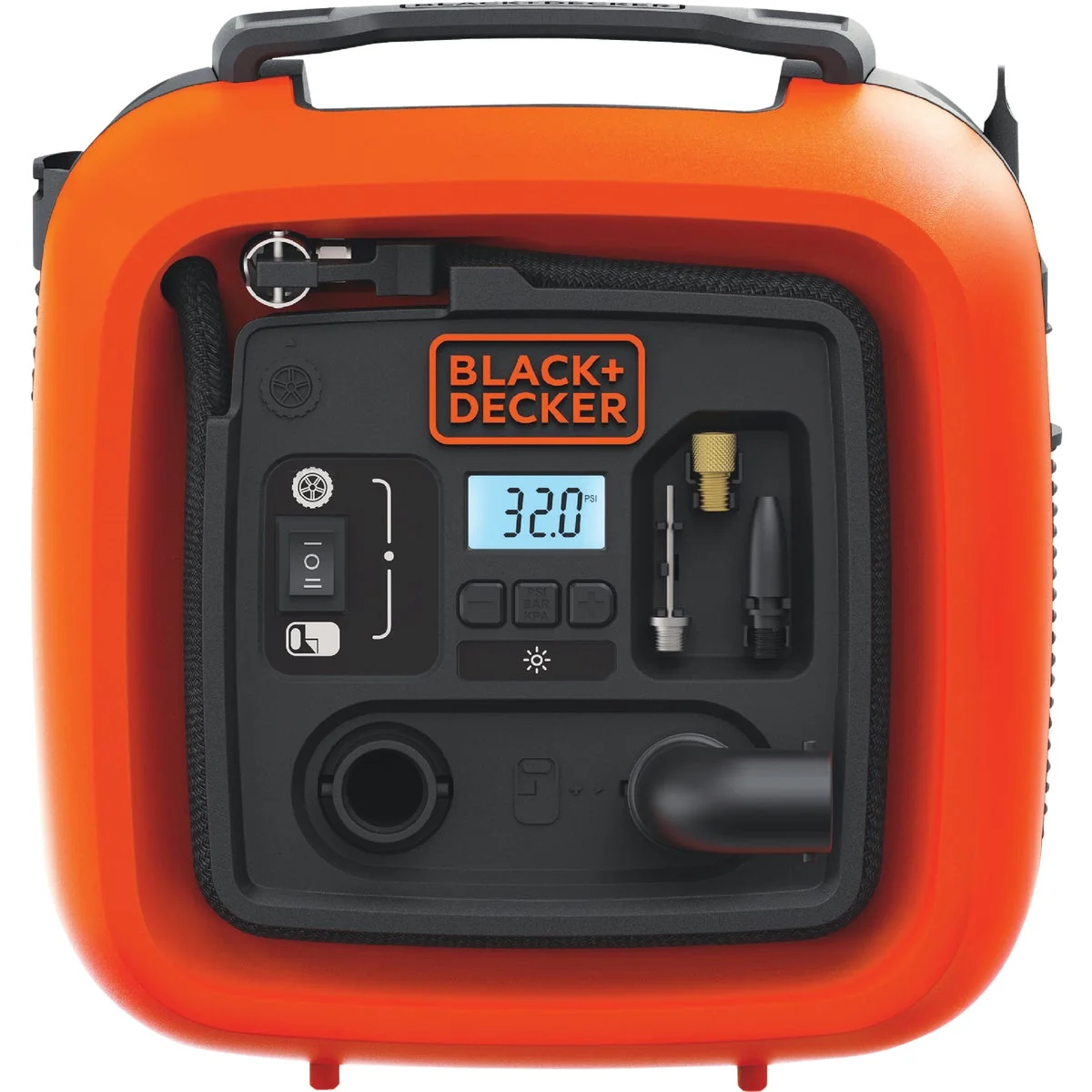 Pure Black Decker Air Station 12-Volt 160 psi Portable Electric Inflator Eco-Friendly