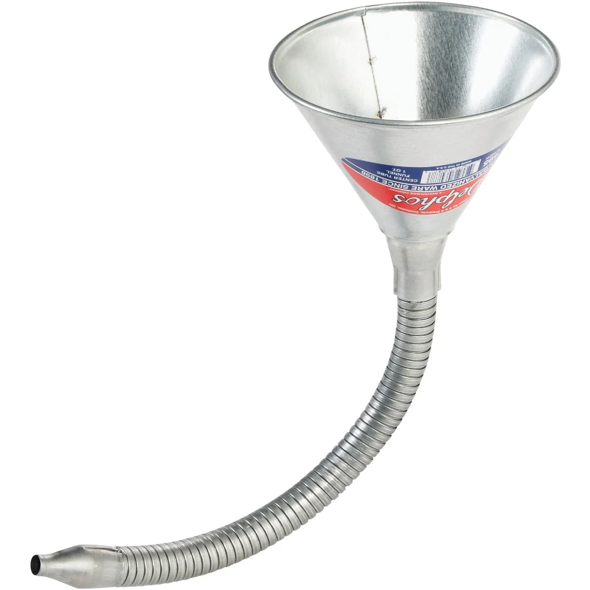 Smart Delphos 1 Qt. Galvanized Steel Transmission Funnel with Flexible Spout Original