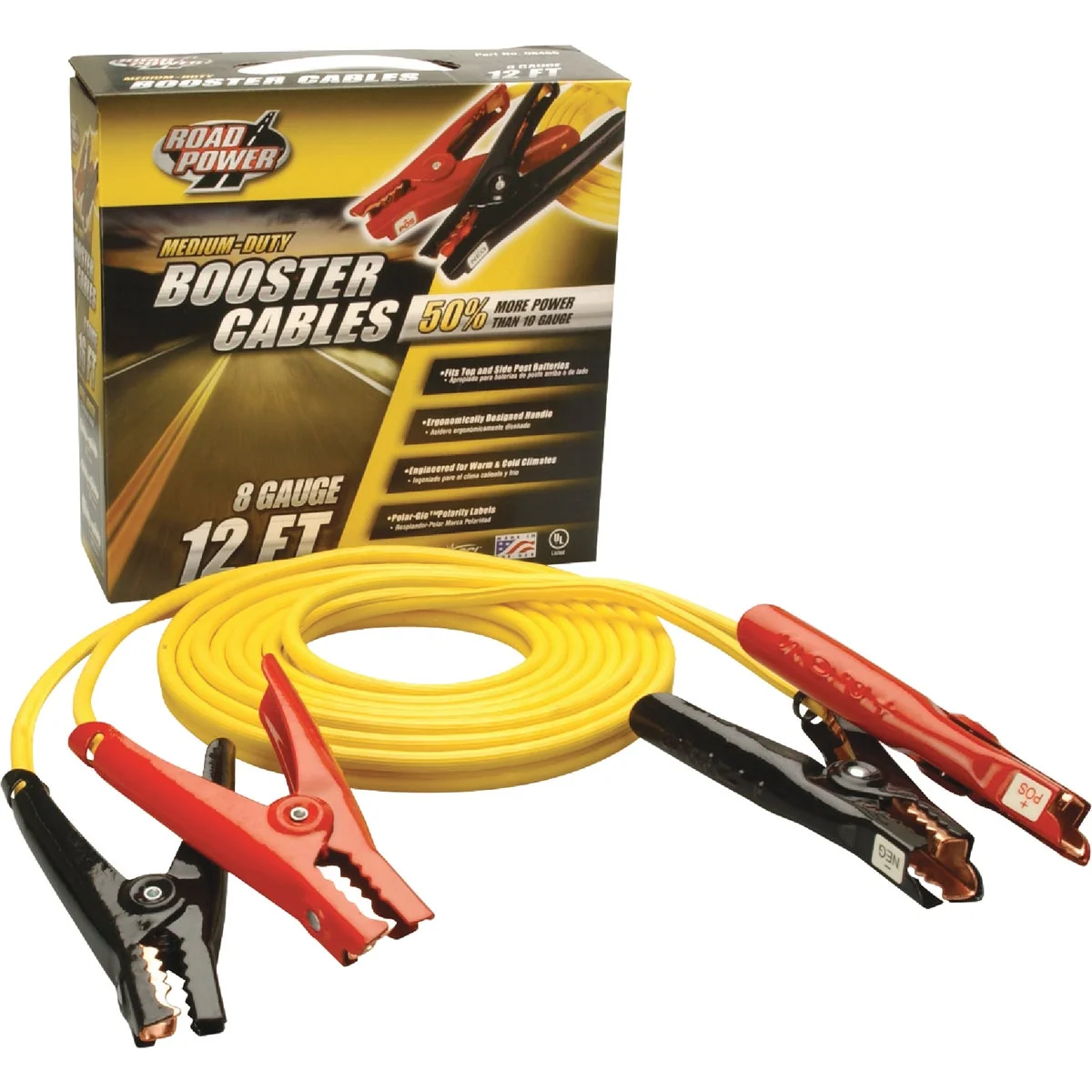 Premium Road Power 12' 8 Gauge 200 Amp Booster Cable Stylish