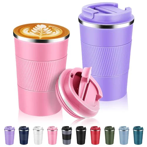 World-Class 13 oz Stainless Steel Insulated Travel Coffee Mug with Fip Lid Bulk 2 Pack 2 Count Authentic
