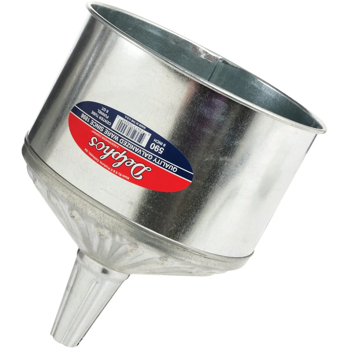 Exceptional Delphos Heavy-Duty 8 Qt. Galvanized Steel Funnel with Center Spout Lightweight