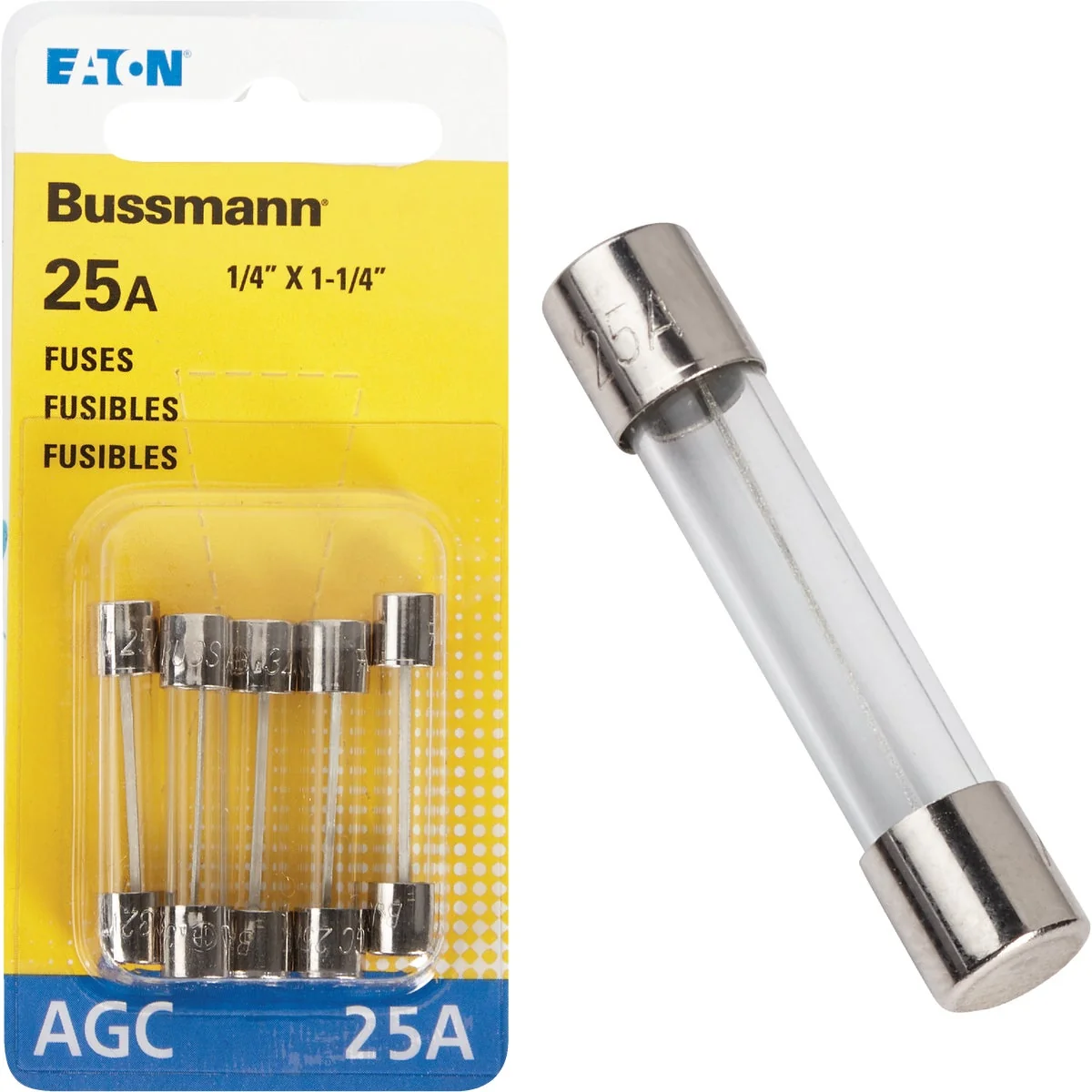 Outstanding Bussmann 25-Amp 32-Volt AGC Glass Tube Automotive Fuse 5-Pack Stylish