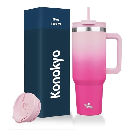Detailed 40 oz Insulated Tumbler Water Bottle with Handle Durable