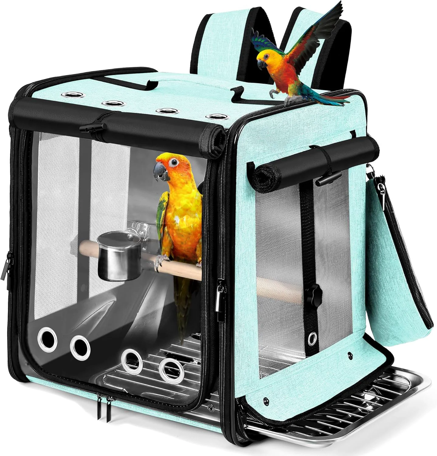 Responsible Suertree Bird Carrier with Seat Belt for Car Travel Bird Backpack Carrier with Indestructible Stainless Steel Mesh Large Bird Carrier Travel Cage Green Verified