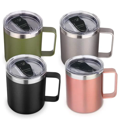 Quality 14oz Insulated Stainless Steel Coffee Mug with Lid Bulk 4 Pack 4 Count Breathable
