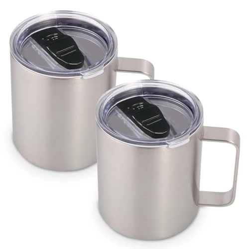 Prestigious 14oz Insulated Stainless Steel Coffee Mug with Lid Bulk 2 Pack 2 Count Minimalist