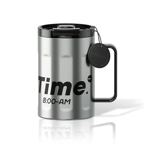 Casual 18 oz Stainless Steel Insulated Coffee Mug with Handle and Lid Safe