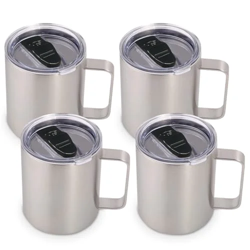 Selected 14oz Insulated Stainless Steel Coffee Mug with Lid Bulk 4 Pack 4 Count Clean