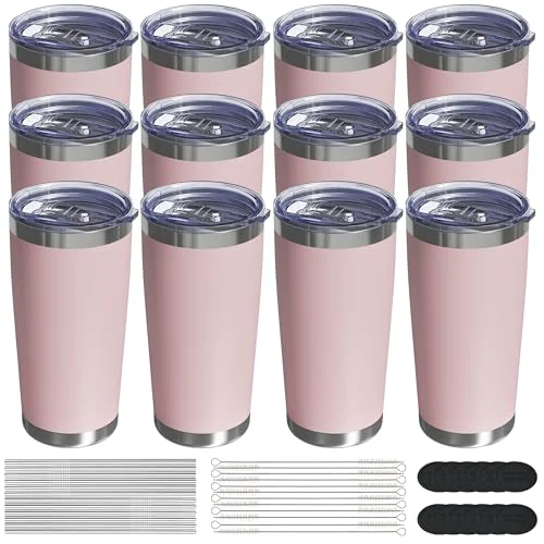 Comfortable 20oz Travel Coffee Tumbler 12 Count Natural