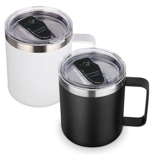 Reliable 14oz Insulated Stainless Steel Coffee Mug with Lid Bulk 2 Pack 2 Count Exceptional