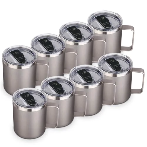 Relaxed 14oz Insulated Stainless Steel Coffee Mug with Lid Bulk 8 Pack 8 Count User-Friendly