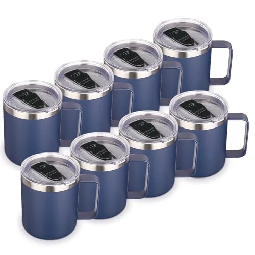 Safe 14oz Insulated Stainless Steel Coffee Mug with Lid Bulk 8 Pack 8 Count Contemporary
