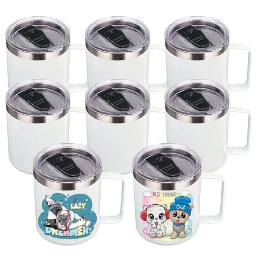 Trusted 14oz sublimation Insulated Stainless Steel Coffee Mug with Lid Bulk 8 Pack 8 Count Pure