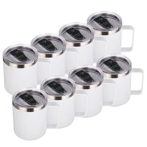 Elegant 14oz Insulated Stainless Steel Coffee Mug with Lid Bulk 8 Pack 8 Count Enhanced