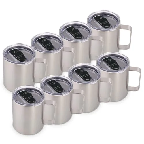 Durable 14oz Insulated Stainless Steel Coffee Mug with Lid Bulk 8 Pack 8 Count Certified